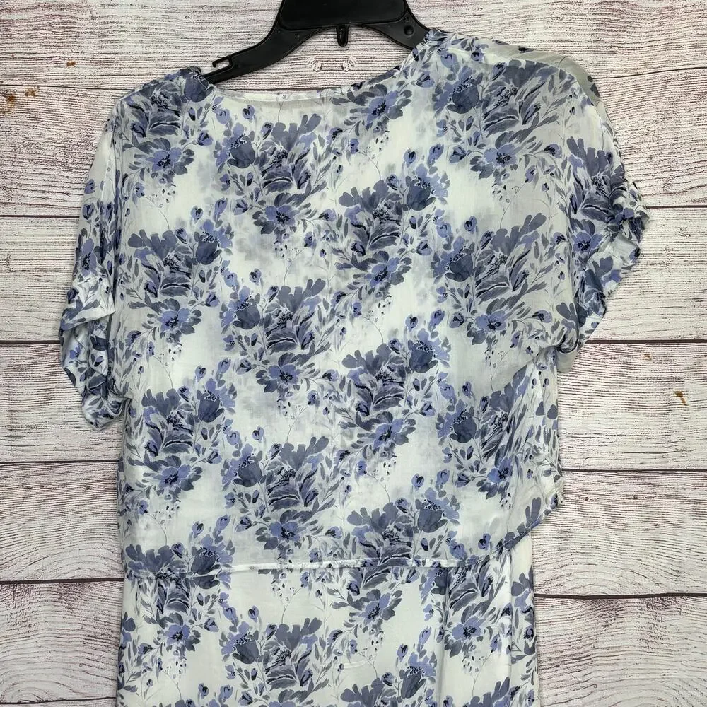 Cloth & Stone Anthropologie Blue Floral Girly Feminine Vivian Tunic Dress XS New